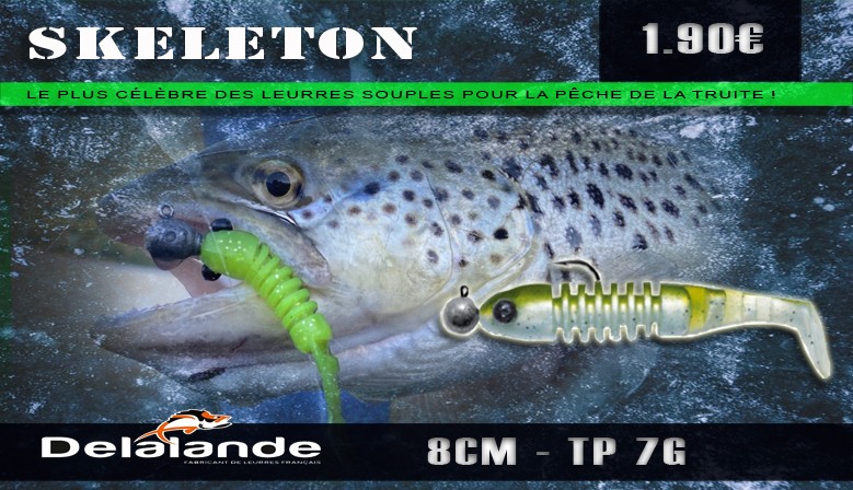 Leurre souple armé "Skeleton" 8cm TP 7g - Delalande